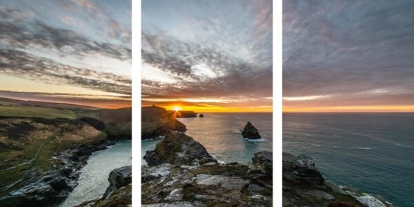 Boscastle triptych sunset canvas